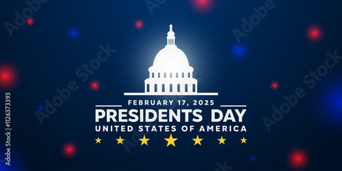 Wallpaper Mural President's Day. Lights and White House. Great for cards, banners, posters, social media and more. Dark blue background.    Torontodigital.ca