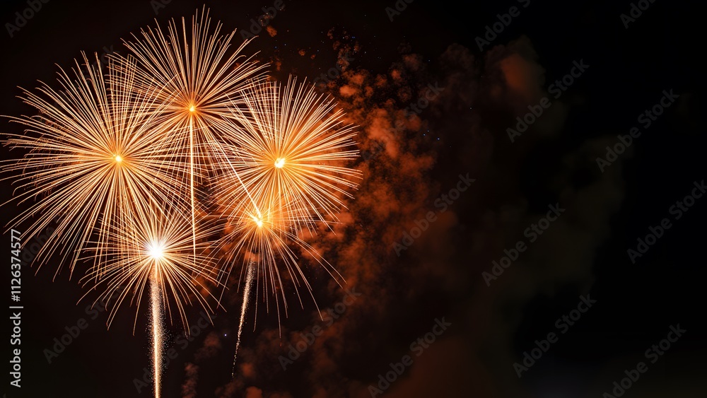 Spectacular fireworks illuminate the night sky, creating a breathtaking display of light and color. Spectacular fireworks illuminate the night sky, creating a breathtaking display of light and color.
