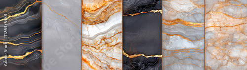 Panel kuchenny z motywem Sleek and polished onyx textures with subtle gold veins create luxurious and elegant appearance. Perfect for interior design and decorative applications