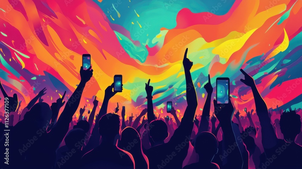 Crowd at music fest. Generative AI