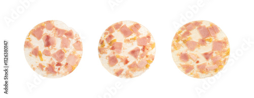 Fotografía Meat jelly slices, ham aspic isolated, sausage, aspic jelly, winter meat galart,