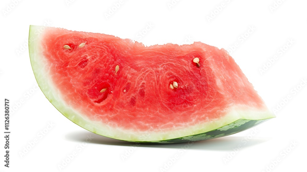 Juicy red watermelon slice with seeds, ideal for summer food, healthy eating, agriculture, fruit industry, and refreshing snack concepts Juicy red watermelon slice with seeds, ideal for summer food, healthy eating, agriculture, fruit industry, and refreshing snack concepts