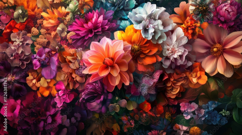 Flower background vibrant beauty. Generative AI Flower background vibrant beauty. Generative AI
