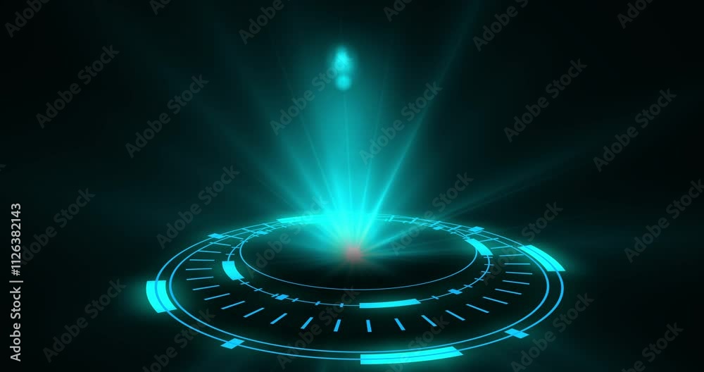 4K Magic Circle portals with Sci-fi digital style.Abstract hologram technology.Futuristic portals, Magic Hologram display technology spotlight user interface HUD circle colored.Abstract technology BG