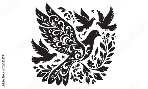 Black tribal eagle tattoo design vector illustration photo