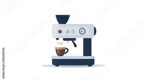 A modern espresso machine brewing coffee, showcasing sleek design and functionality.