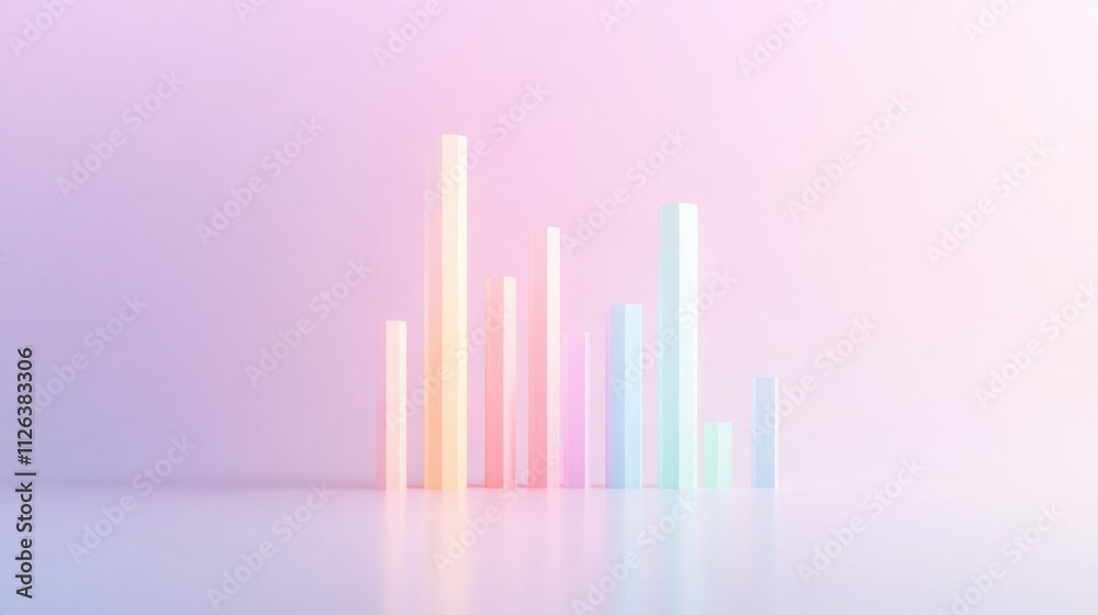 A colorful bar graph displayed against a soft pastel background, representing data visualization and analysis in a modern, abstract style. A colorful bar graph displayed against a soft pastel background, representing data visualization and analysis in a modern, abstract style.