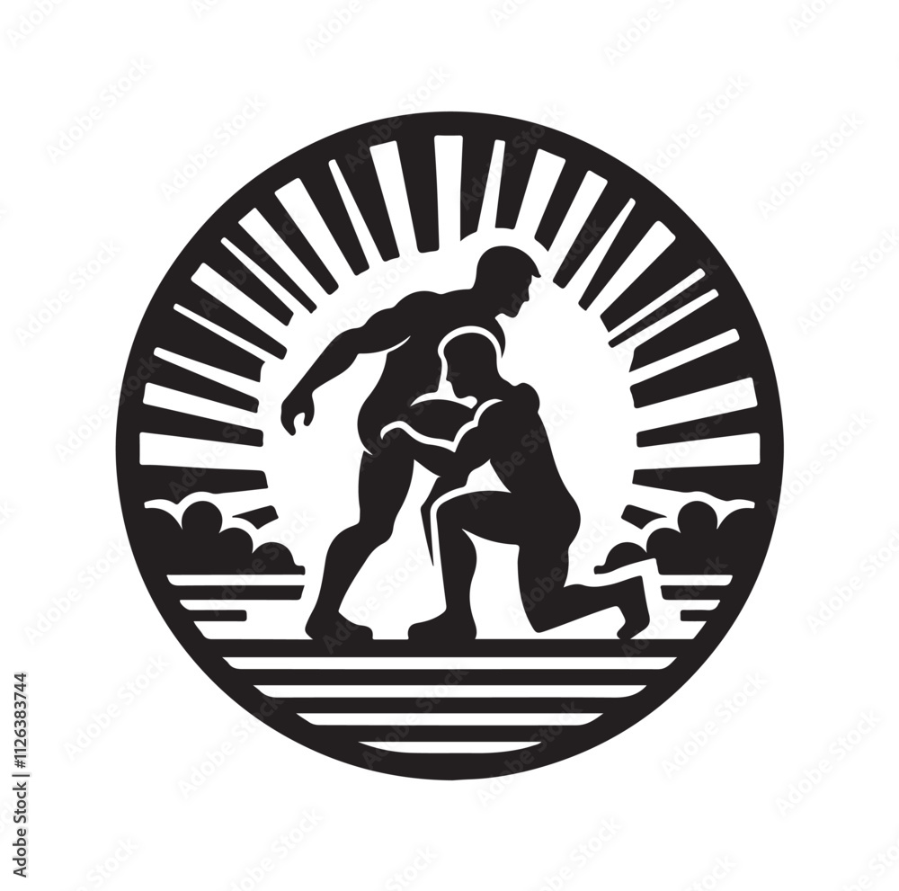 Fototapeta premium Wrestling logo silhouette vector illustration