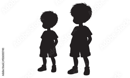 Silhouette of Two Boys: Playful and endearing silhouettes of two boys, one slightly taller than the other, standing side by side.