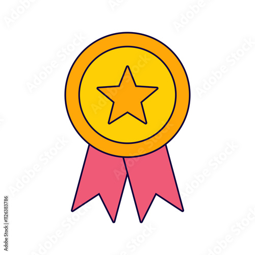 good employee badge Iconillustration Perfect for business, planning, or management themes. Clean and colorful design.