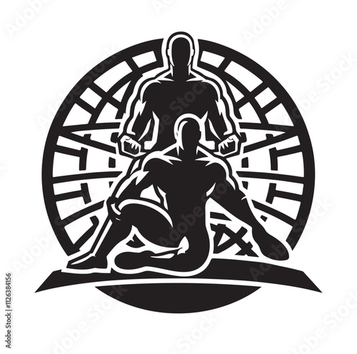 Wrestling logo silhouette vector illustration