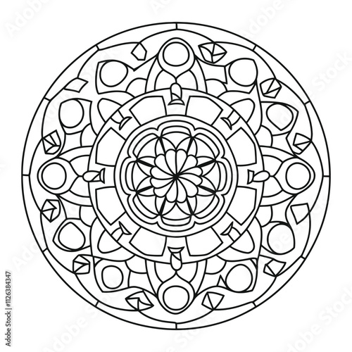 Very Easy Mandala Design With Clean Lines for Coloring Book - Mandala Vector.