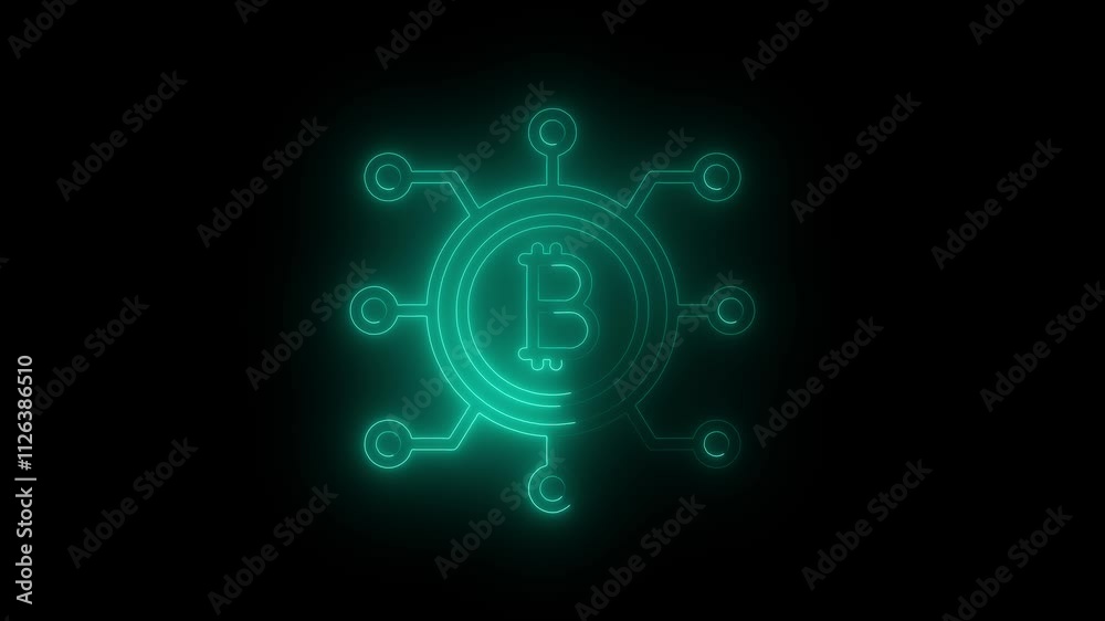 Bit coin icon animated on black background. Bit coin icon animated on black background.