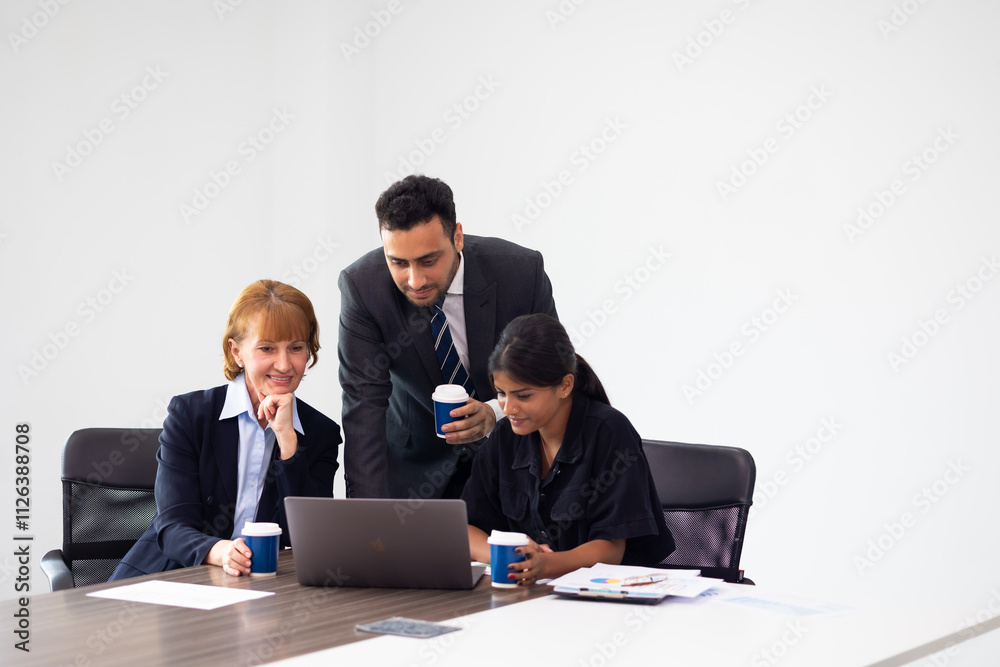 Business meeting - Group of friends meeting at home. Diverse business people asian woman and caucasian man discussion in corporate meeting at conference room Business meeting - Group of friends meeting at home. Diverse business people asian woman and caucasian man discussion in corporate meeting at conference room