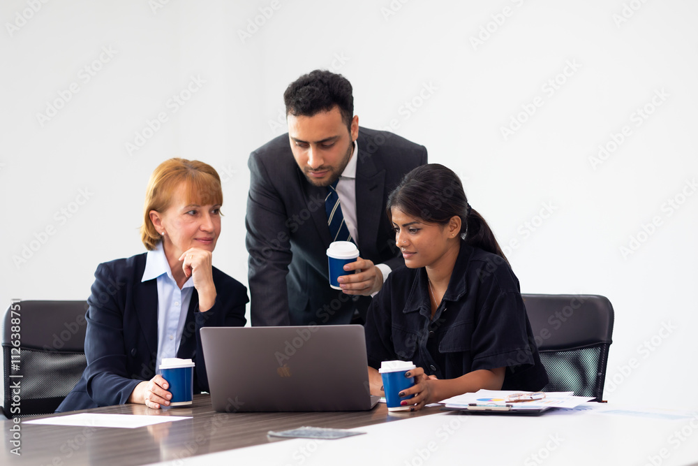 Business meeting - Group of friends meeting at home. Diverse business people asian woman and caucasian man discussion in corporate meeting at conference room Business meeting - Group of friends meeting at home. Diverse business people asian woman and caucasian man discussion in corporate meeting at conference room