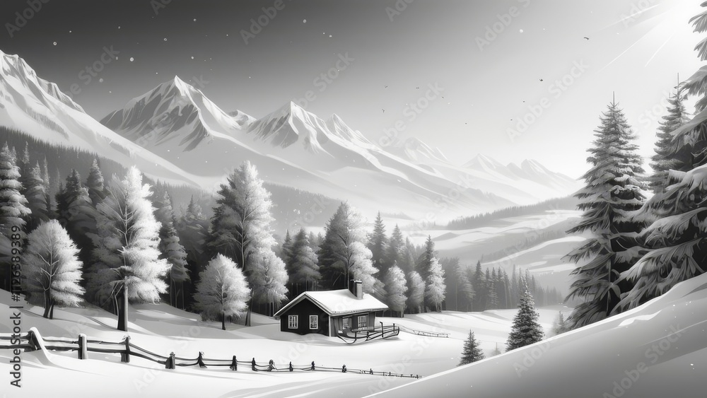Fototapeta premium winter landscape with snow covered trees
