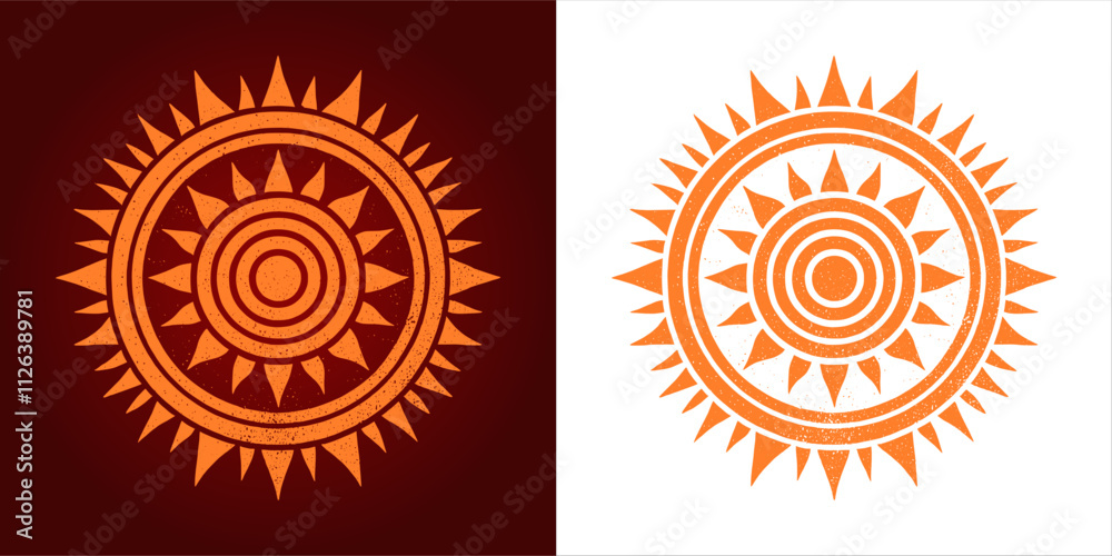 Fototapeta premium icon logo of sun - grunge style (artwork 8)