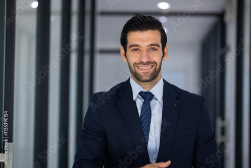 Portrait of Confident successful business people woking in office. rich confident business man owner in office.