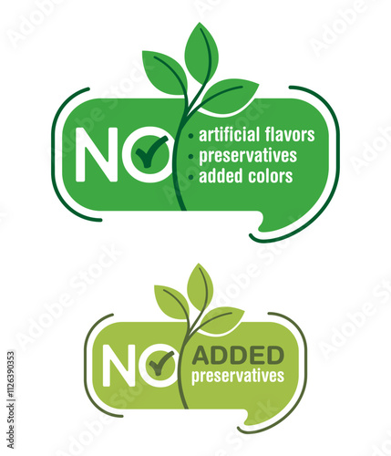 NO additives - horizontal badge label with leaf shape