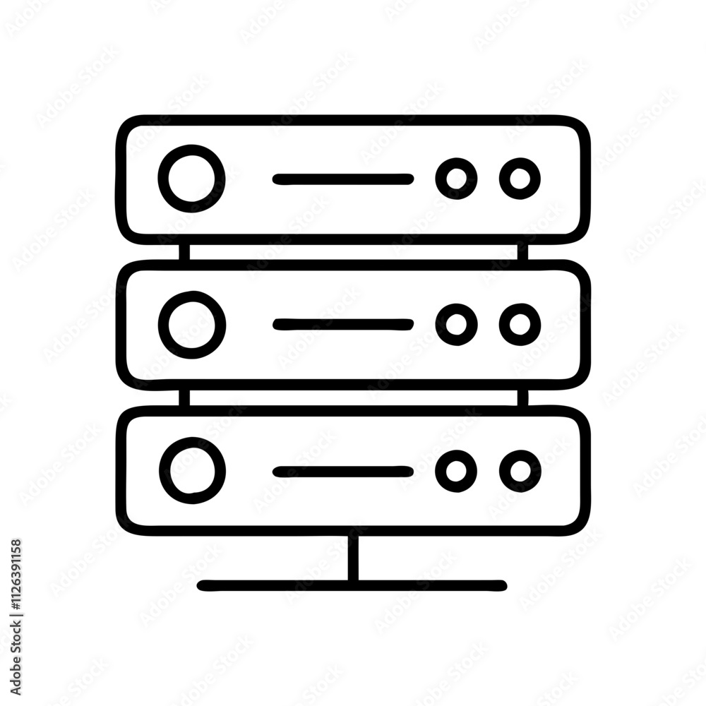 server icon, technology vector icon, electronic vector illustration - black outline icon of server symbolizing technology, electronic, and evolution in simple design. server icon, technology vector icon, electronic vector illustration - black outline icon of server symbolizing technology, electronic, and evolution in simple design.