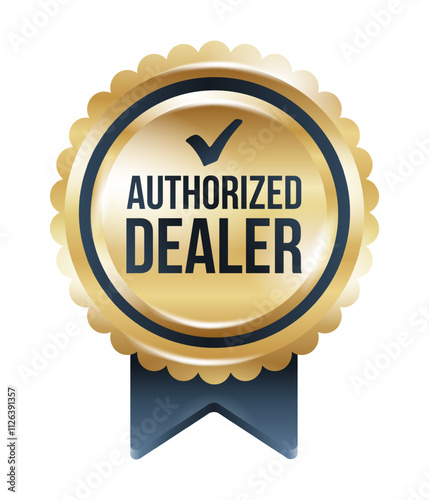 Authorized dealer stamp for verified seller, golden badge