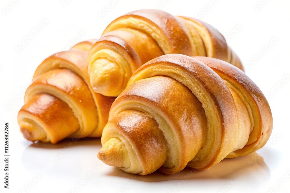 Macro Photography: Isolated Crescent Rolls, Close-up Bakery Pastry Images, White Background Food Photography Macro Photography: Isolated Crescent Rolls, Close-up Bakery Pastry Images, White Background Food Photography