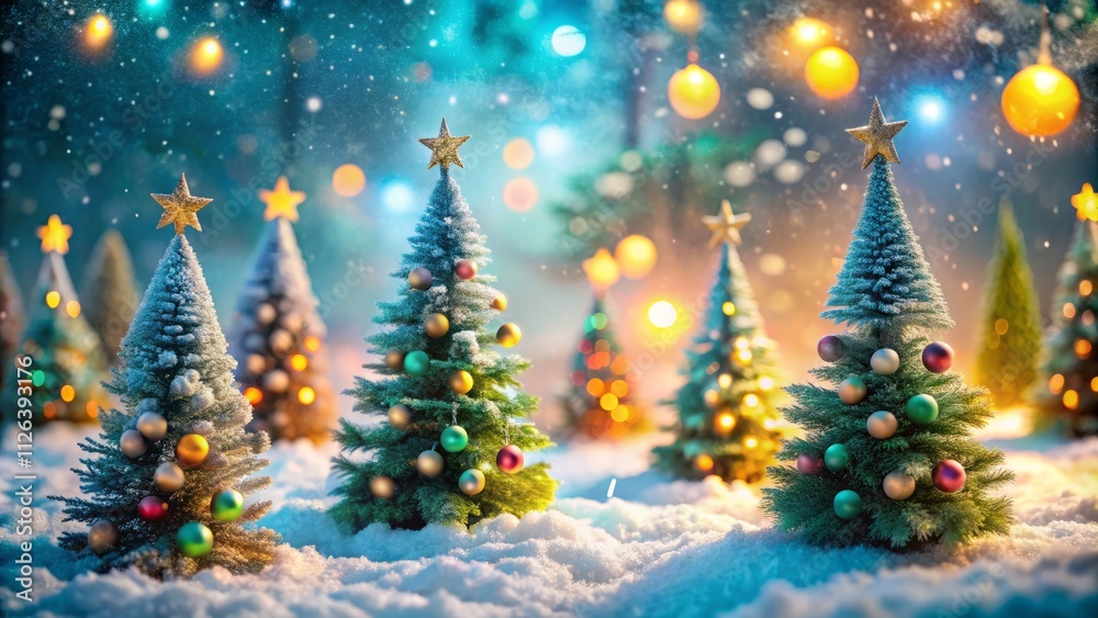 Merry Christmas Card Design, Festive Christmas Trees, Holiday Greeting Card, Winter Wonderland, Christmas Tree