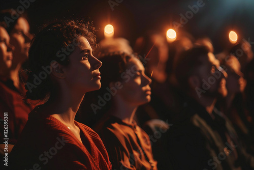 Performer standing in front of a crowded audience in a theater generative ai