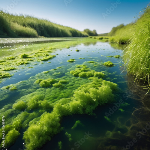 Algen - Lebendige Algen in einem ruhigenj Wildbach photo