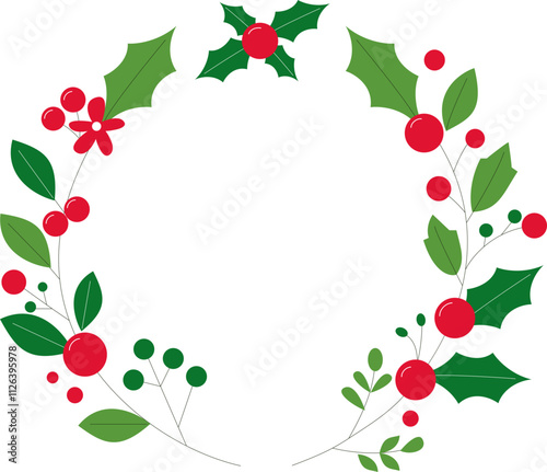 Festive Christmas Wreath Illustration - Holiday Decor Design for Seasonal Cheer