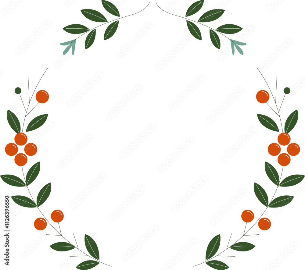 Fototapeta premium Festive Christmas Wreath Illustration - Holiday Decor Design for Seasonal Cheer