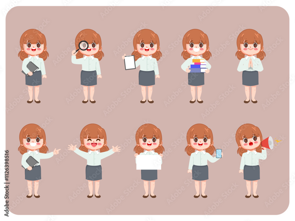 Business woman character creation in office style. Illustration vector premium design. Business woman character creation in office style. Illustration vector premium design.