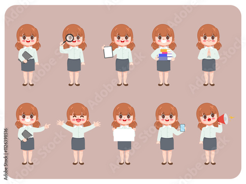 Business woman character creation in office style. Illustration vector premium design.