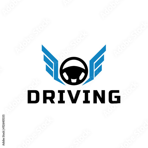 Steering wheel logo. Automobile steer wheel illustration on white background