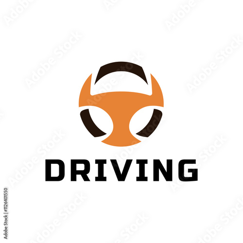 Steering wheel logo. Automobile steer wheel illustration on white background