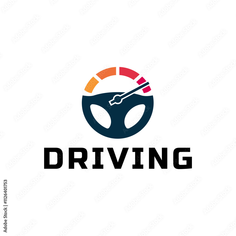 Steering wheel logo. Automobile steer wheel illustration on white background Steering wheel logo. Automobile steer wheel illustration on white background