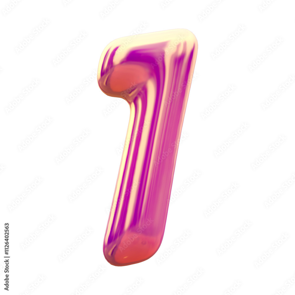 Glossy holographic balloon number 1 3d rendering Glossy holographic balloon number 1 3d rendering