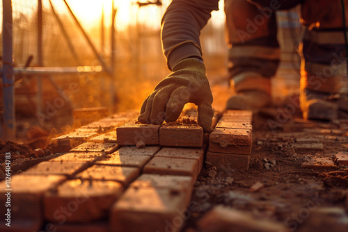 Generative AI Image of a Stonemason Working with Stone, Shaping and Carving Stone Surface