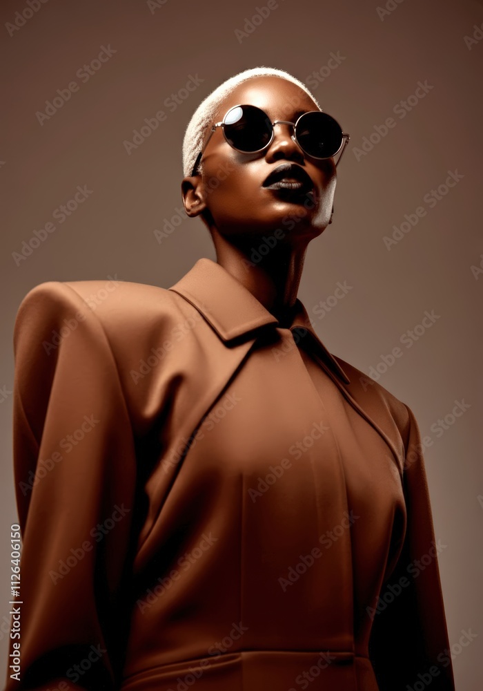 Contemporary fashion style with bold sunglasses and chic attire Pantone names its color of the year for 2025 Mocha Mousse Contemporary fashion style with bold sunglasses and chic attire Pantone names its color of the year for 2025 Mocha Mousse