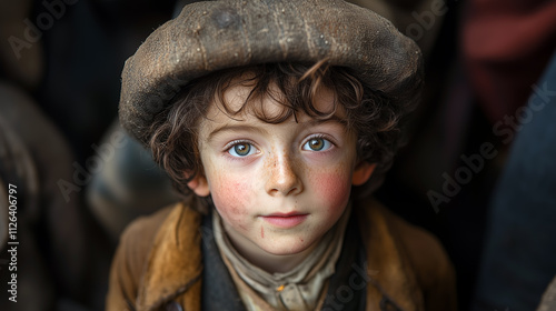 Oliver Twist a fictional character from the 1838 victorian novel Oliver Twist by English novelist Charles Dickens or  street urchin ragamuffin from Victorian London