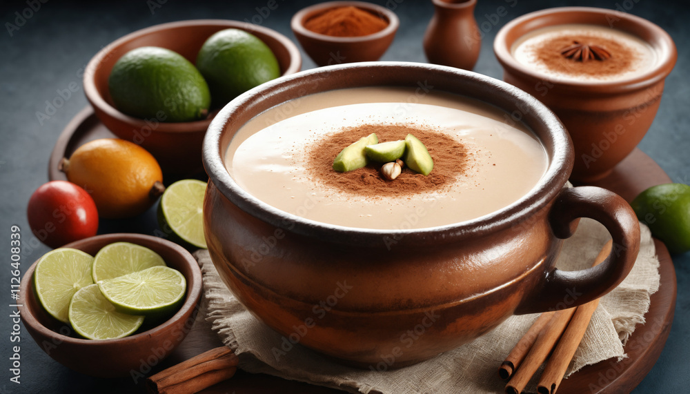 Mexican atole traditional drinks, Ai generated images