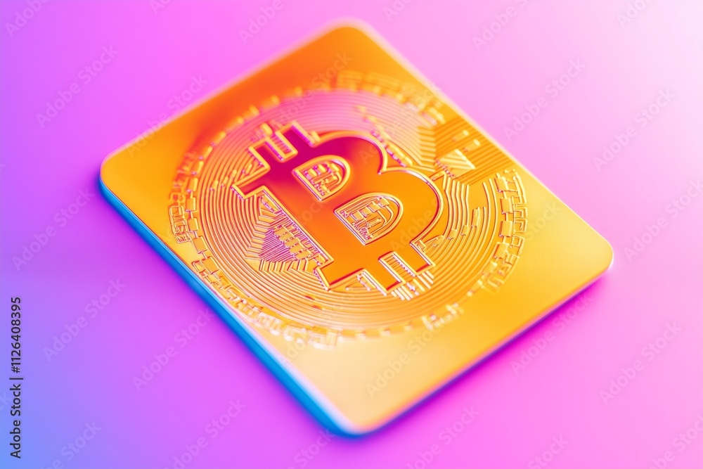 physical crypto wallet plastic card with a bitcoin hologram on a gradient background physical crypto wallet plastic card with a bitcoin hologram on a gradient background