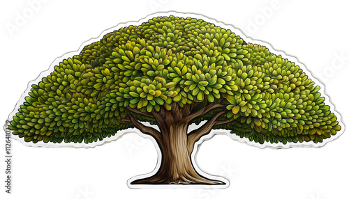 handrawn illustration A sticker of a Lush Osage Orange Tree. isolated on a transparent background, PNG.
