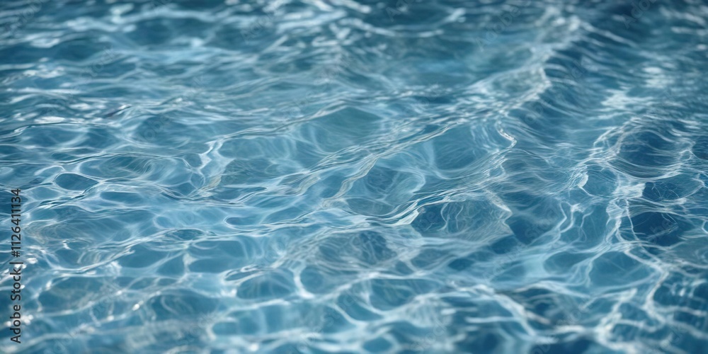 Fototapeta premium Rippling blue waves on pool water with striped reflection, abstract, surface, pool water