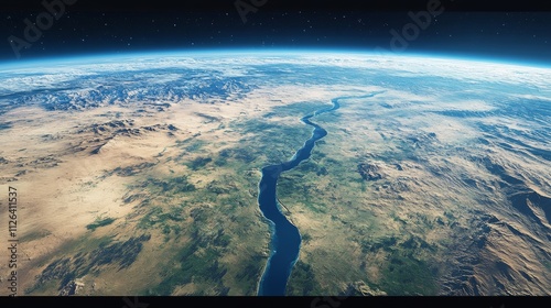 Ultra detailed, photorealistic view of Earth from space at night