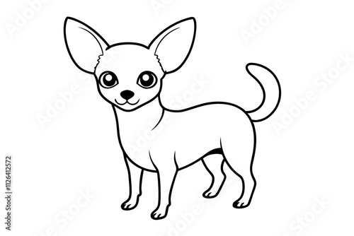  Chihuahua Dog Vector Line Art Design photo