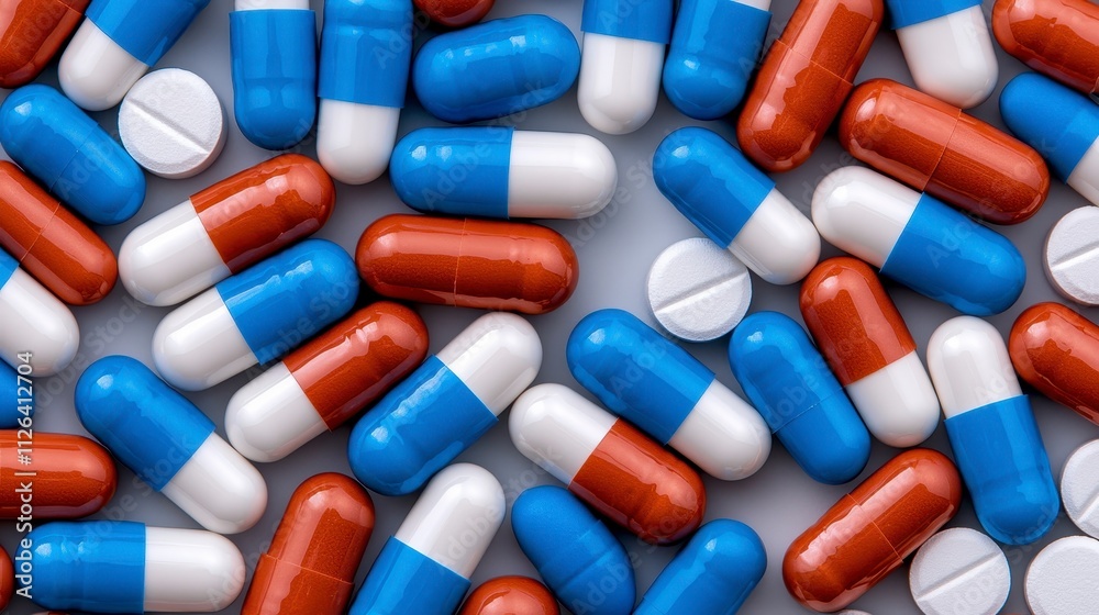 Pharmaceutical actioncolorful capsules and pills medical environment close-up viewpoint health awareness concept Pharmaceutical actioncolorful capsules and pills medical environment close-up viewpoint health awareness concept