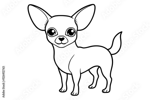  Chihuahua Dog Vector Line Art Design photo