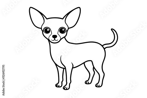  Chihuahua Dog Vector Line Art Design photo