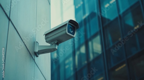 Security Camera, Building, Wall Mounted Camera, Surveillance, Modern Architecture, Urban Security, Office Building, Glass Windows